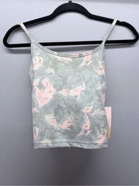 Women’s Light Green Floral Print Cami Workout Top